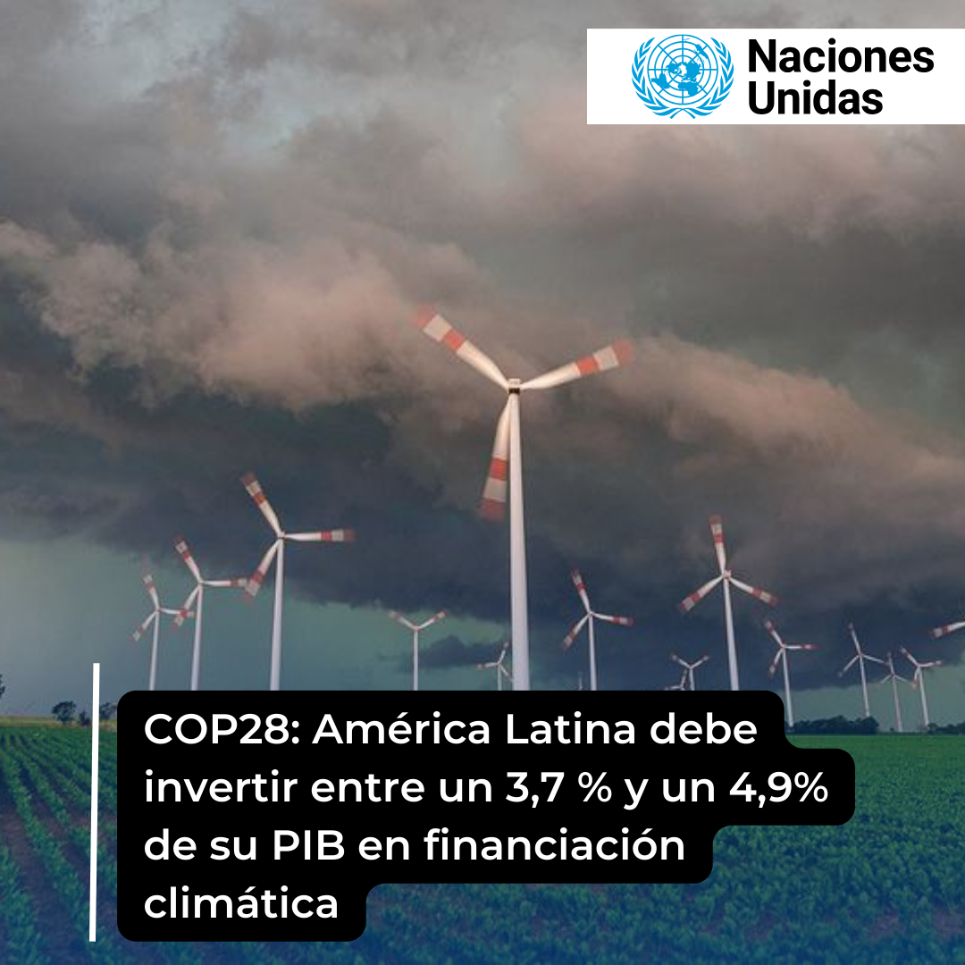 COP28: América Latina debe invertir entre un 3,7 % y un 4,9% de su PIB en financiación climática